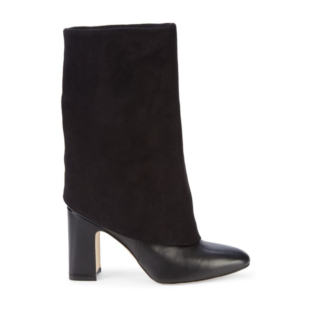 Stuart Weitzman Lucinda Suede and Leather Block-Heel Boots
